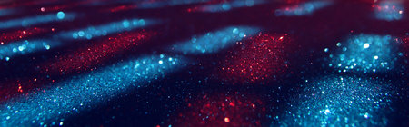 background of abstract blue, red and black glitter lights. defocused