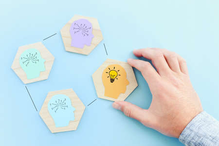 Business Concept image of revealing an idea, finding the right solution during creative process....