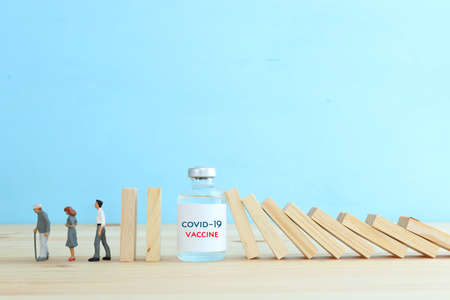 immunity concept. falling wooden cubesの写真素材