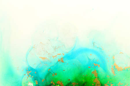 art photography of abstract fluid art painting with alcohol ink, ocean colors, green, turquoise,...
