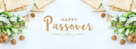 Pesah celebration image (jewish Passover holiday) with matzohの写真素材
