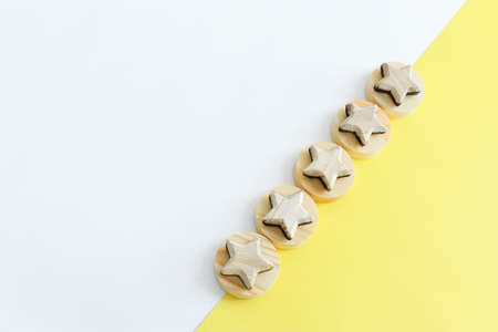 concept image of setting a five star goal. increase rating or ranking, evaluation and classification...