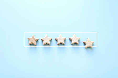 concept image of setting a five star goal. increase rating or ranking, evaluation and classification...