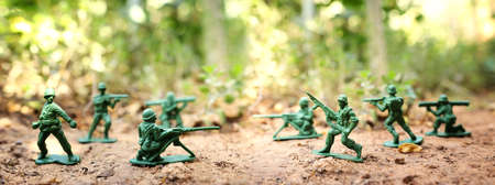 group of toy soldiers outdoors