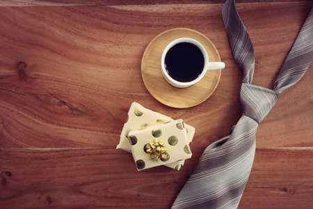 top view image of fathers day composition with vintage father's accessoriesの写真素材