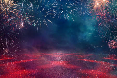 abstract holiday firework background. 4th of july conceptの写真素材