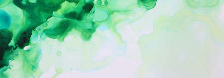art photography of abstract fluid painting with alcohol ink, green colorsの写真素材