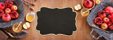 Rosh hashanah (jewish New Year holiday) concept. Traditional symbolsの写真素材