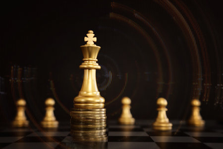 Image of chess game. Business, competition, strategy, leadership and success conceptの写真素材