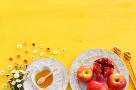 Rosh hashanah (jewish New Year holiday) concept. Traditional symbolsの写真素材