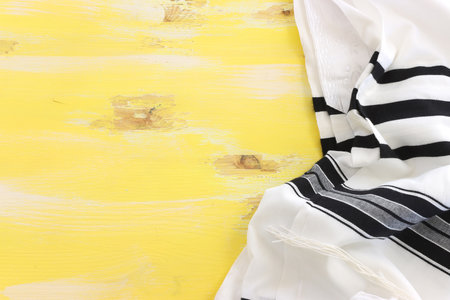 religion image of white prayer talit. Rosh hashanah (jewish New Year holiday), Shabbat and Yom kippur conceptの写真素材