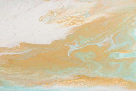 art photography of abstract marbleized effect background. Gold, mint and white creative colors....