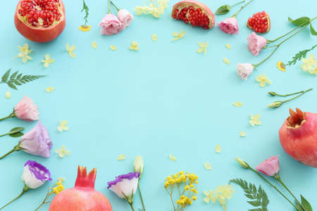 Rosh hashanah (jewish New Year holiday) concept. Traditional symbolsの写真素材