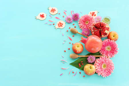 Rosh hashanah (jewish New Year holiday) concept. Traditional symbolsの写真素材
