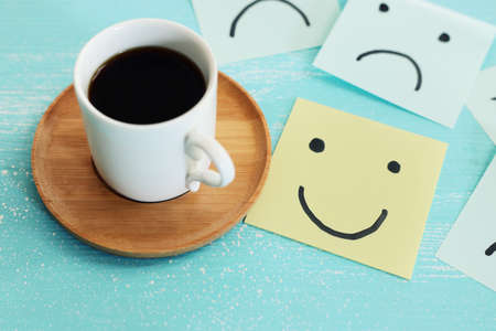 Concept image of think positive and satisfaction levelの写真素材