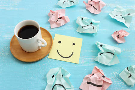 Concept image of think positive and satisfaction levelの写真素材