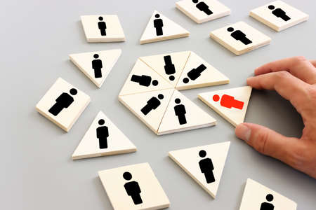 business concept image of blocks with people icons ,human resources and management conceptの写真素材