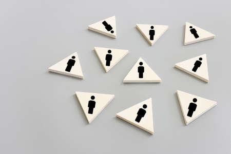 business concept image of blocks with people icons ,human resources and management conceptの写真素材