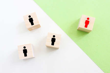 business concept image of blocks with people icons ,human resources and management conceptの写真素材