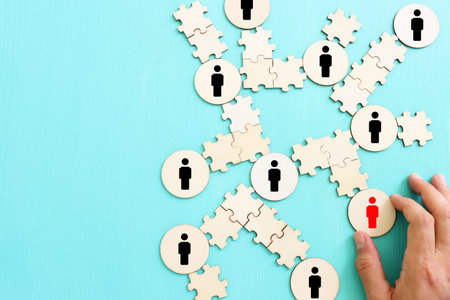 business concept image of blocks with people icons ,human resources and management conceptの写真素材