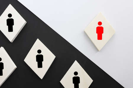 business concept image of blocks with people icons ,human resources and management conceptの写真素材