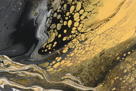 art photography of abstract marbleized effect background with gold, black and white creative colors. Beautiful paint.の写真素材