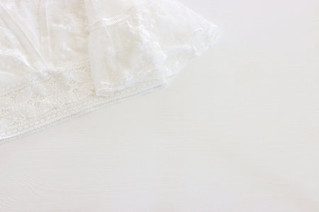 Background of white delicate lace clothingの写真素材
