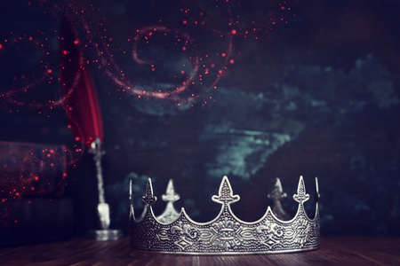 low key image of beautiful queen or king crown. fantasy medieval periodの写真素材