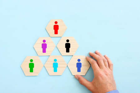 business concept image of blocks with people icons ,human resources and management conceptの写真素材
