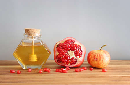 Rosh hashanah (jewish New Year holiday) concept. Traditional symbolsの写真素材