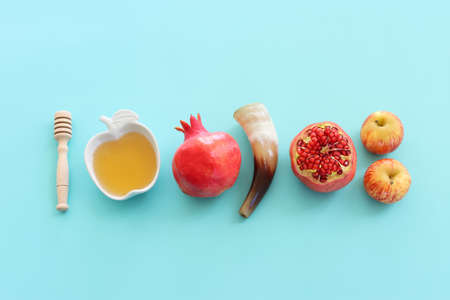 Rosh hashanah (jewish New Year holiday) concept. Traditional symbolsの写真素材