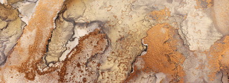art photography of abstract fluid art painting with alcohol ink, black and gold colors
