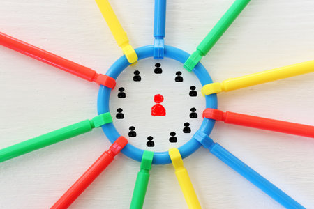 Concept image of unity and teamwork. People icons tied together as a symbol of strength and...