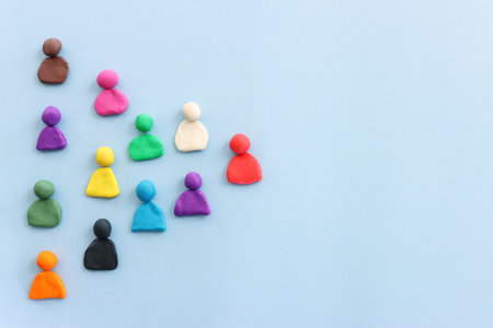Group of colorful figures over blue backgroundの写真素材