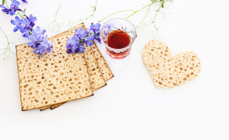 Pesah celebration concept (jewish Passover holiday) isolated on white background