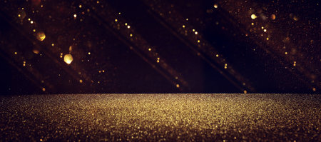 background of abstract glitter lights. gold and black. de focusedの写真素材