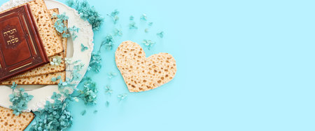 Pesah celebration concept (jewish Passover holiday). Translation of Traditional pesakh book text: Pasove taleの写真素材
