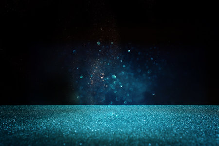 background of abstract glitter lights. blue and black. de focusedの写真素材