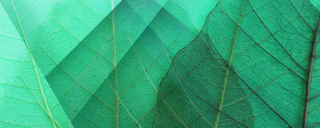 Colorful transparent and delicate skeleton leavesの写真素材