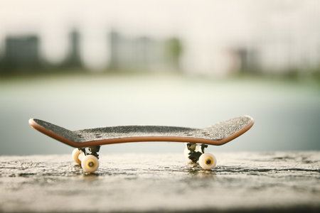 Concept image of skateboard and urban viewの写真素材