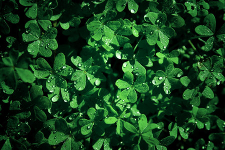 Top view image of green leaf and dew drops detail. Ecology and nature conceptの写真素材