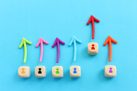 arrow and cubes with people icons. Leadership and growth conceptの写真素材