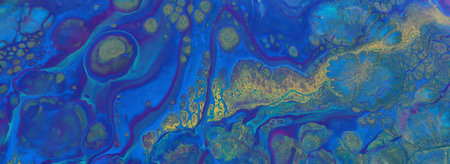 art photography of abstract marbleized effect background with blue and gold creative colors....