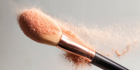 Cosmetic make up concept. Brush with blush powderの素材