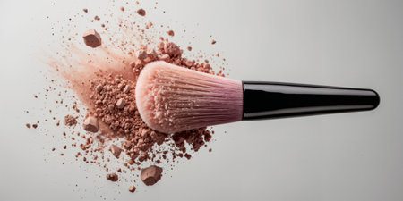 Cosmetic make up concept. Brush with blush powderの素材