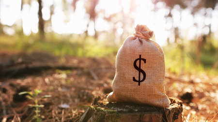 A bag of money with dollar sign. idea of wise investment and financial profitの写真素材