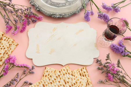Pesah celebration image (jewish Passover holiday) with matzohの写真素材