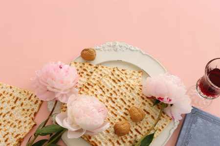 Pesah celebration image (jewish Passover holiday) with matzoh
