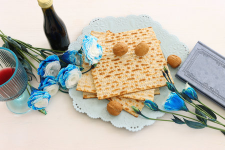 Pesah celebration image (jewish Passover holiday) with matzohの写真素材