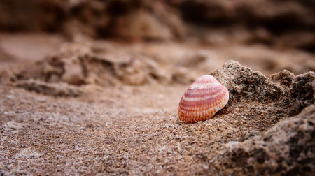 Close up of shell on the sandy beach
